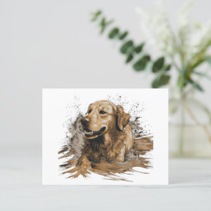 Golden Retriever water sport Postcard