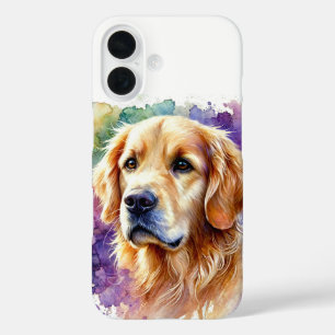 Golden Retriever Watercolor Art iPhone 16 Case