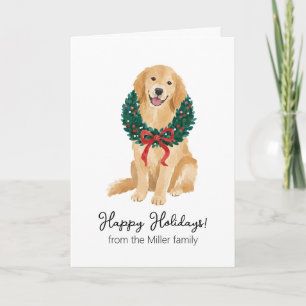 Golden Retriever Watercolor Christmas Card