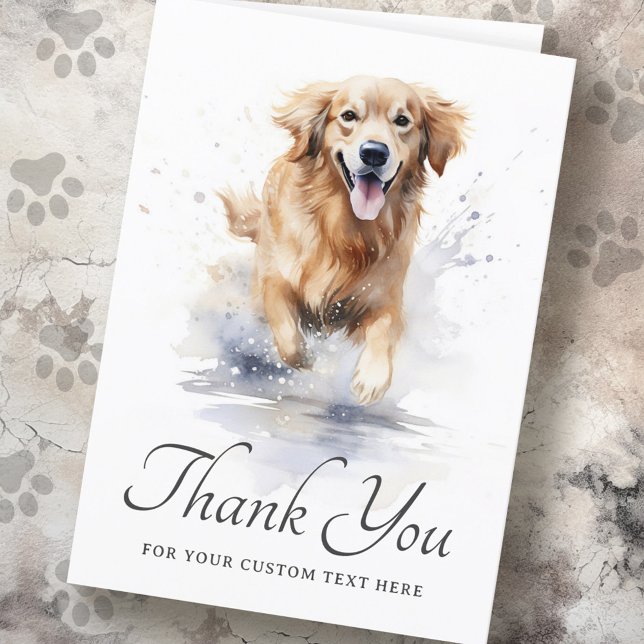 Golden retriever watercolor custom text thank you card (Golden retriever watercolor custom text thank you card)