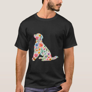 Golden Retriever Watercolor Flowers Design T-Shirt