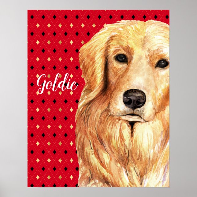 Golden Retriever Watercolor Personalised Poster (Front)