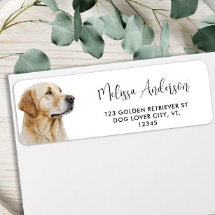 Golden Retriever Watercolor Pet Dog Return Address