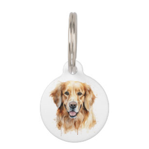 Golden Retriever watercolor print Dog art gift Pet Tag