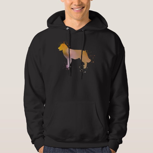 Golden Retriever Watercolor Silhouette Dark Hoodie (Front)