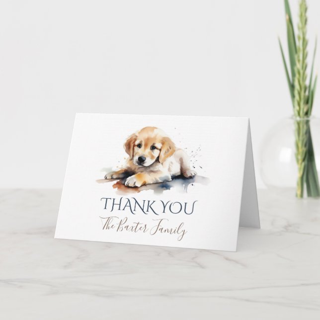 Golden Retriever Watercolor Thank You Card (Front)
