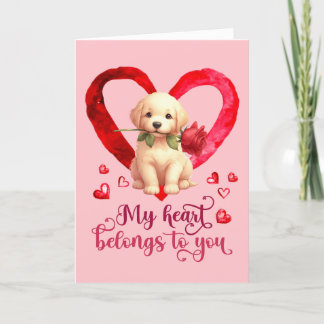 Golden Retriever Watercolor Valentines Day card