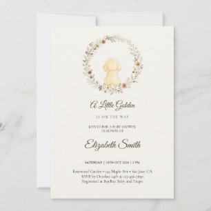 Golden Retriever WatercolorWildflower Baby Shower Invitation