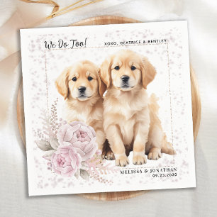Golden Retriever We Do Too Pink Floral Dog Wedding Napkin
