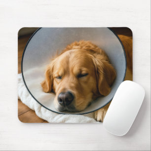 Golden Retriever Wearing a Medical Collar Mouse Mat