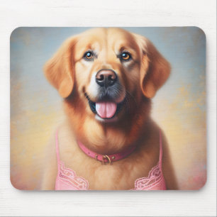 Golden Retriever Wearing a Pink Bra Mouse Mat