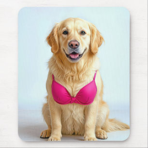 Golden Retriever Wearing a Pink Bra Mouse Mat