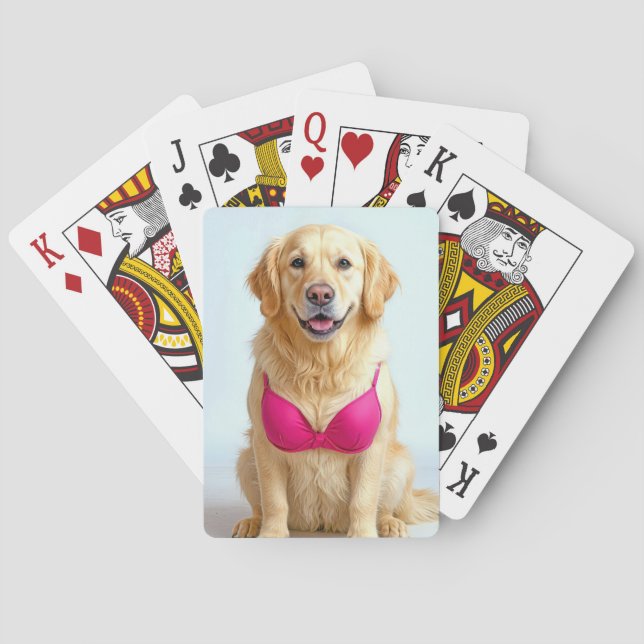 Golden Retriever Wearing a Pink Bra Playing Cards (Back)