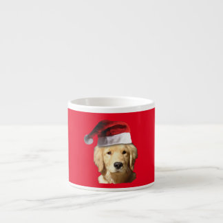 Golden Retriever wearing a Santa Claus Hat Espresso Cup