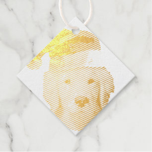 Golden Retriever Wearing a Santa Claus Hat Favour Tags