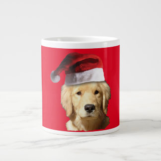 Golden Retriever wearing a Santa Claus Hat Large Coffee Mug