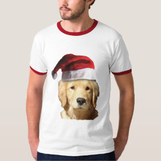 Golden Retriever wearing a Santa Claus Hat T-Shirt