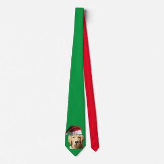 Golden Retriever wearing a Santa Claus Hat Tie