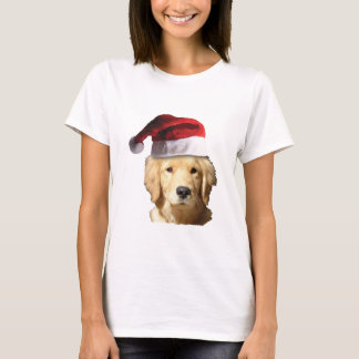Golden Retriever wearing a Santa Hat T-Shirt