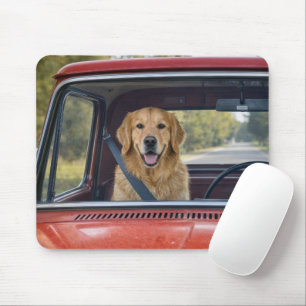 Golden Retriever Wearing a Seatbelt Mouse Mat