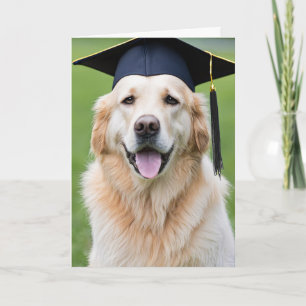 Golden Retriever Wearing Graduation Cap Card