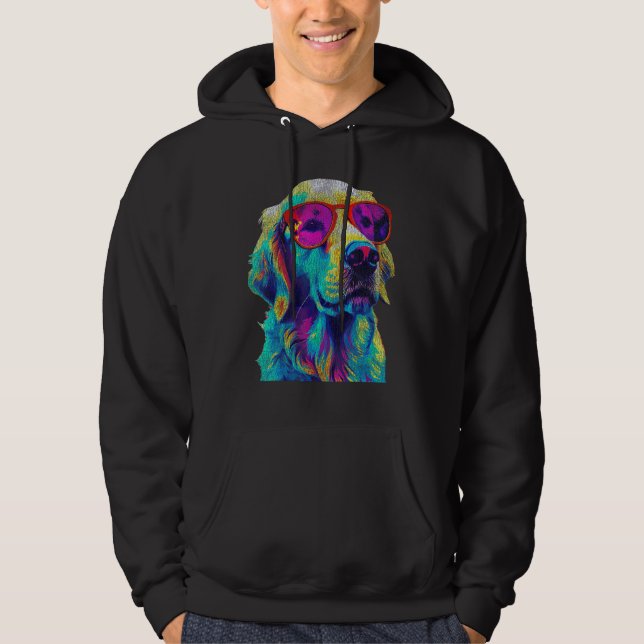 Golden Retriever Wearing Nerd Glasses Graphic For  Hoodie (Front)