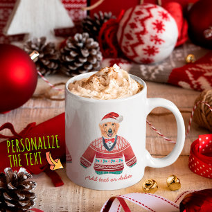 Golden Retriever Wearing Red Ugly Sweater Xmas  Coffee Mug