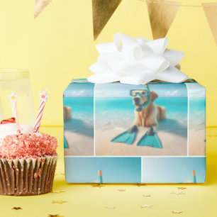 Golden Retriever Wearing Snorkel and Flippers Wrapping Paper
