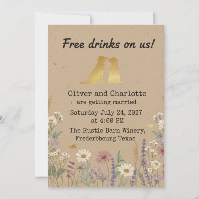 Golden Retriever Wedding Invitation (Front)