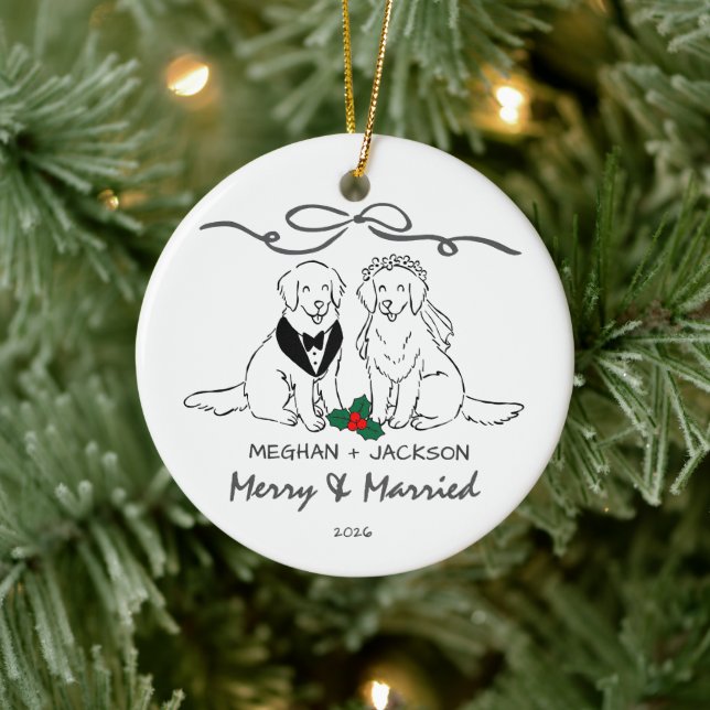 Golden Retriever Wedding Ornament (Tree)