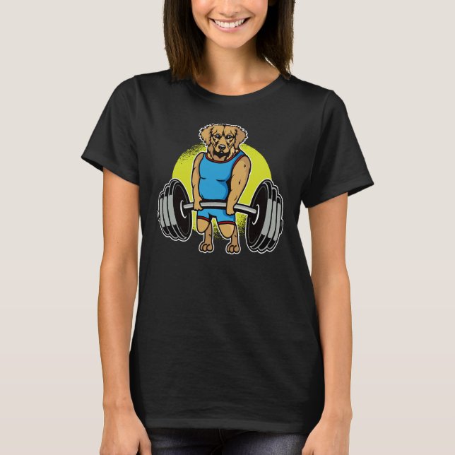 Golden Retriever Weightlifting I Deadlift Fitness T-Shirt (Front)