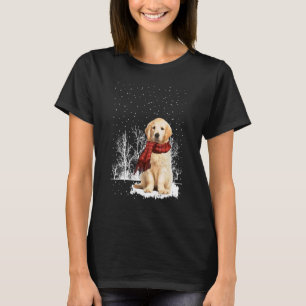 Golden Retriever Winter Scarf Dogs Tree Forest Sn T-Shirt