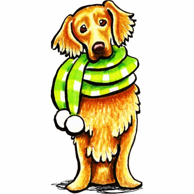 Golden Retriever Winter Scarf Photo Sculpture Magnet (Front)