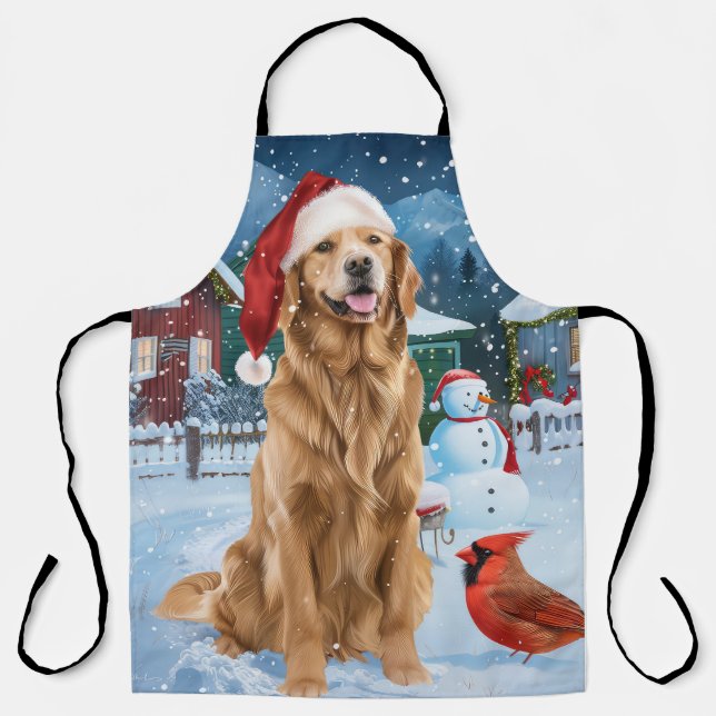 Golden Retriever Winter Wonderland Christmas Joy Apron (Front)