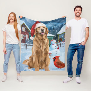 Golden Retriever Winter Wonderland Christmas Joy Fleece Blanket