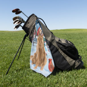 Golden Retriever Winter Wonderland Christmas Joy Golf Towel