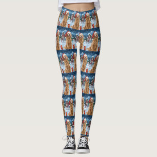 Golden Retriever Winter Wonderland Christmas Joy Leggings