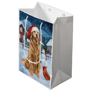 Golden Retriever Winter Wonderland Christmas Joy Medium Gift Bag