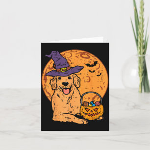 Golden Retriever Witch Moon Jack O Lantern Card