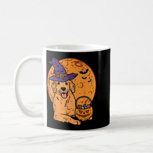 Golden Retriever Witch Moon Jack O Lantern Coffee Mug (Left)