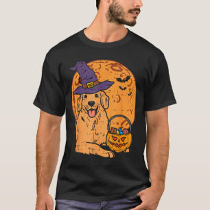 Golden Retriever Witch Moon Jack O Lantern T-Shirt