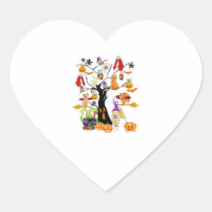 Golden Retriever Witches Halloween Tree Heart Sticker