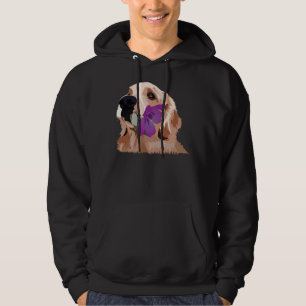 Golden Retriever With A Purple Flower Hoodie