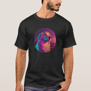 Golden Retriever with a Vintage 80s Aesthetic T-Shirt