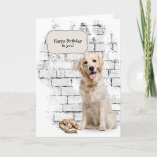Golden Retriever with baseball and glove Card