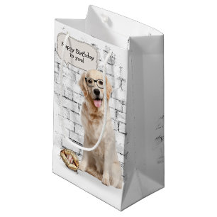Golden Retriever with baseball and glove Small Gift Bag