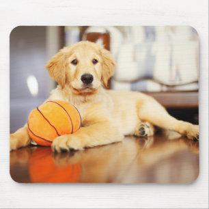 Golden Retriever With Basketball Toy Mouse Mat