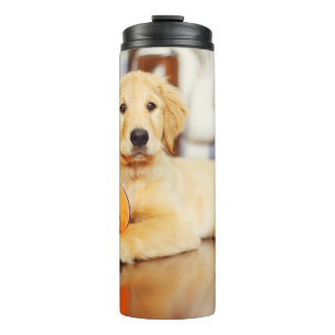 Golden Retriever With Basketball Toy Thermal Tumbler