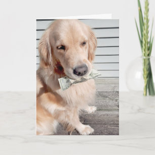 Golden Retriever with Birthday Money  Card