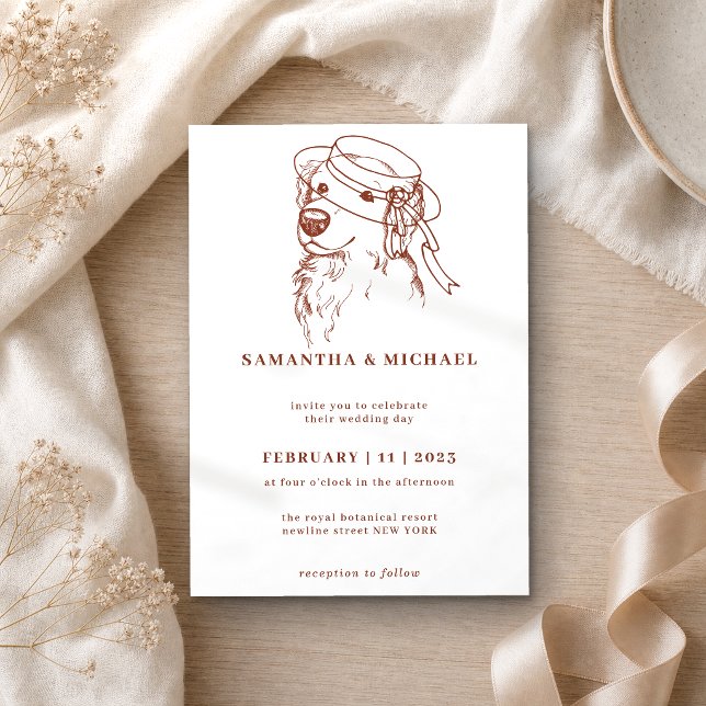 Golden Retriever with bride hat Invitation (Creator Uploaded)